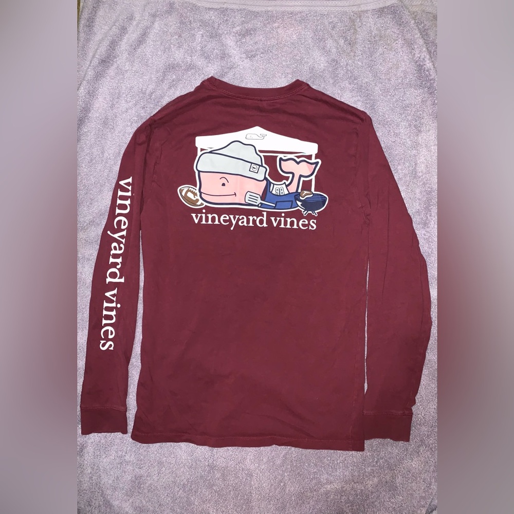 Vineyard Vines Red Long Sleeve Tee with Graphic Design